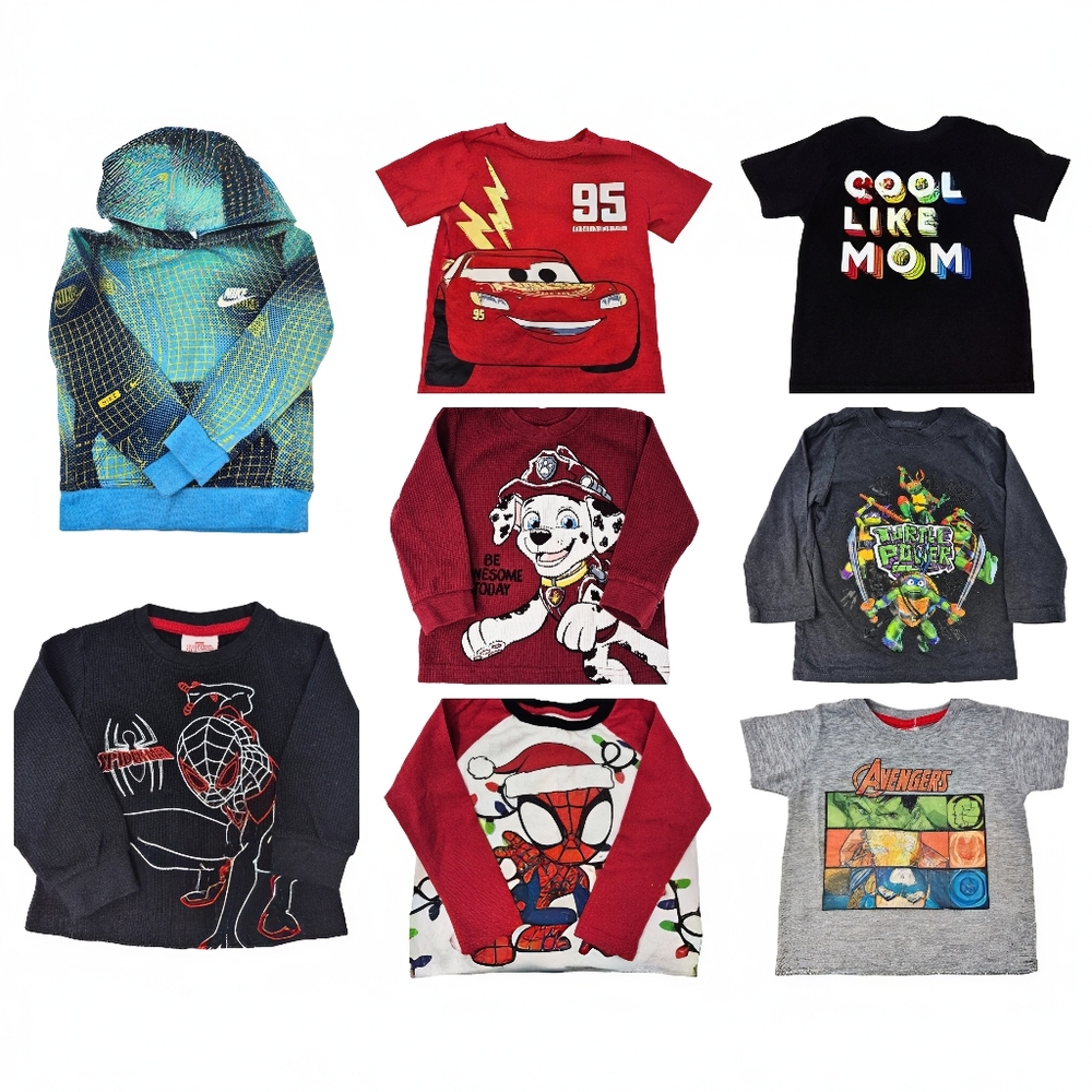 Adorable toddler boy clothing bundle in size 2T featuring popular character piec
